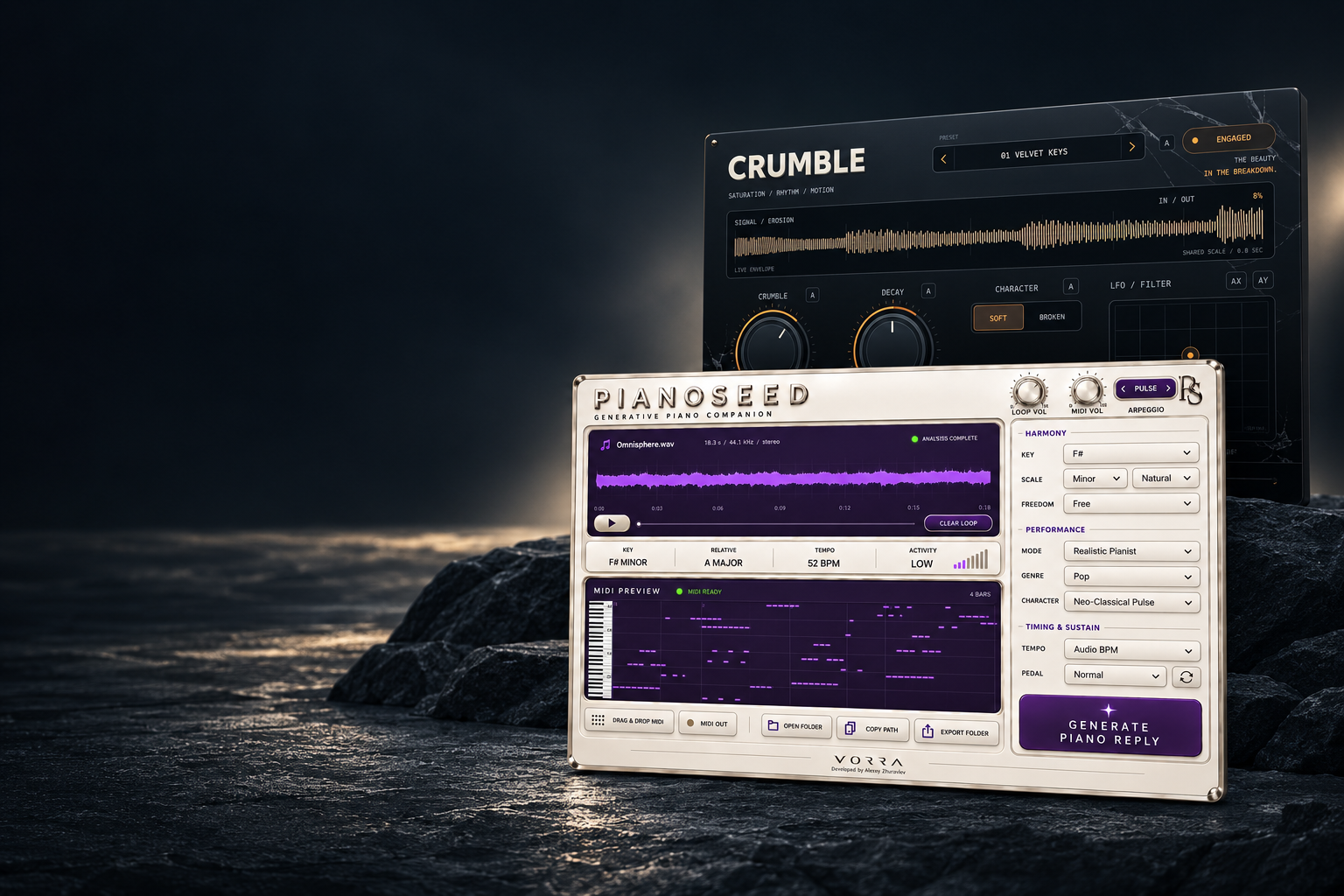 PianoSeed и CRUMBLE — инструменты VORRA AUDIO